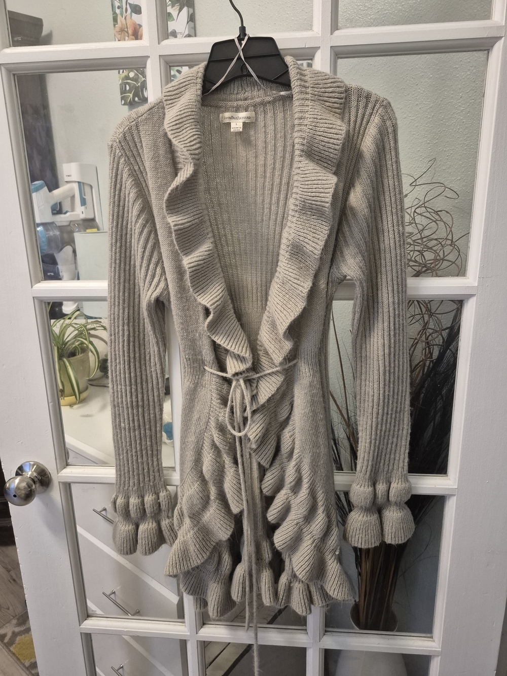 JohnPaulRichard Ruffled Open-Front Knit Cardigan Y2K